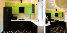 Кухня МДФ, эмаль, цвет "Черный"/"Салатовый"